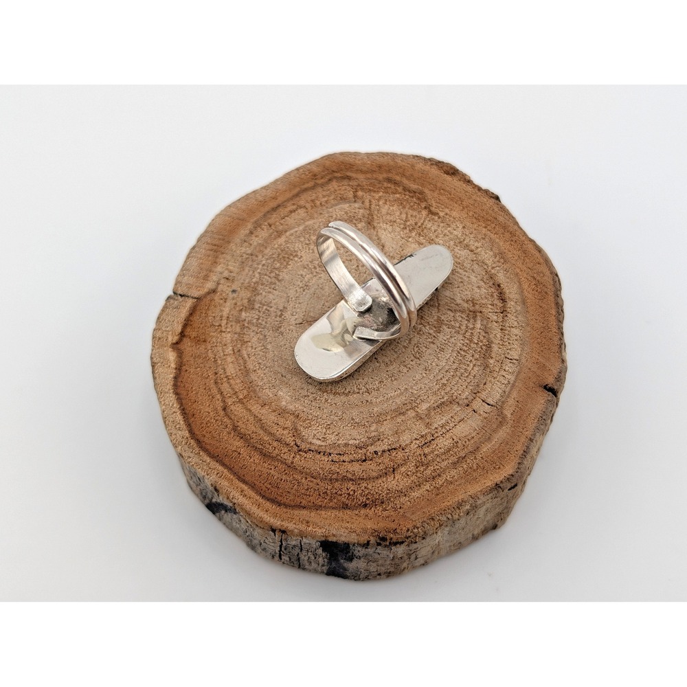 Handmade Zuni Inlay Ring by Gilbert Smith Adjustable Sterling Silver Night Day - Picture 7 of 9